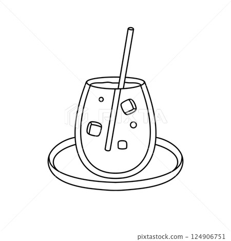 A glass of iced tea with a straw in it A glass of iced tea with a straw in it 124906751