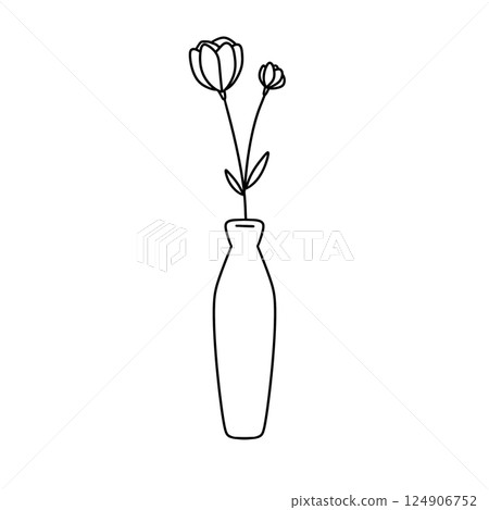 A vase with two flowers in it A vase with two flowers in it 124906752