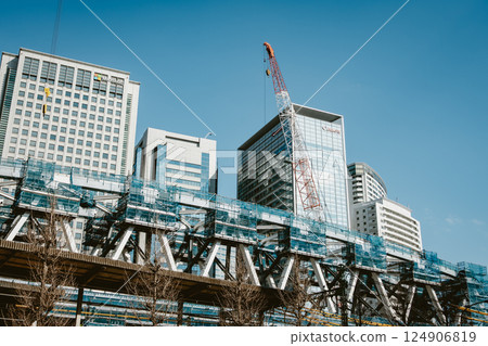 Tokyo scenery during bridge reconstruction work Keikyu Shinagawa Station 2025.03 g-5 Film-like 124906819