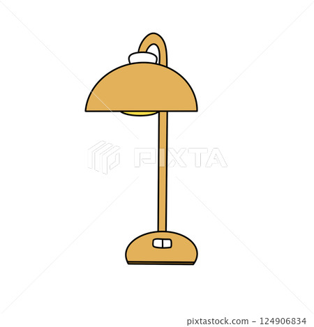 A yellow lamp with a white shade sits on a white background A yellow lamp with a white shade sits on a white background 124906834