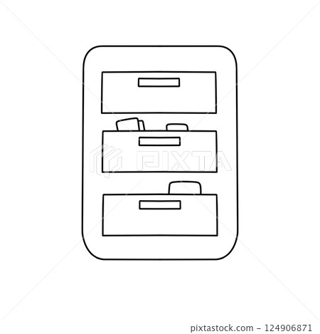 A white box with three drawers A white box with three drawers 124906871