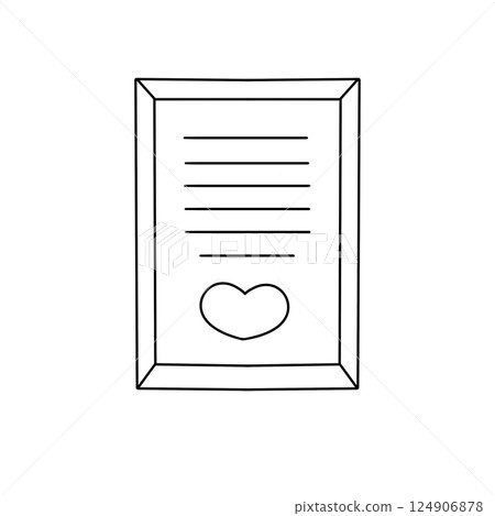 A white framed card with a heart drawn on it A white framed card with a heart drawn on it 124906878
