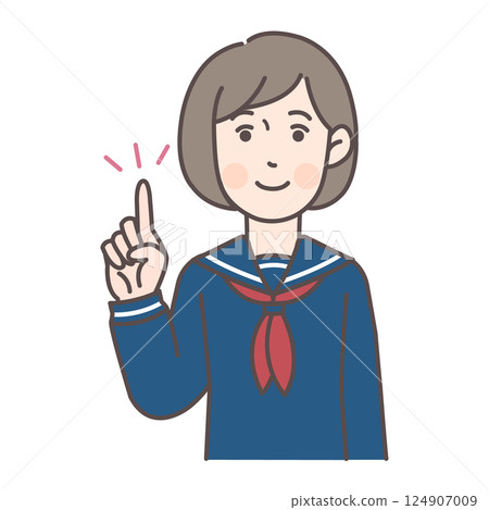 Pointing female student_Sailor suit Pointing female student_Sailor suit 124907009