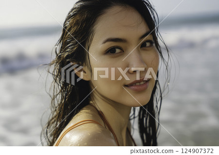 Beach woman image 124907372