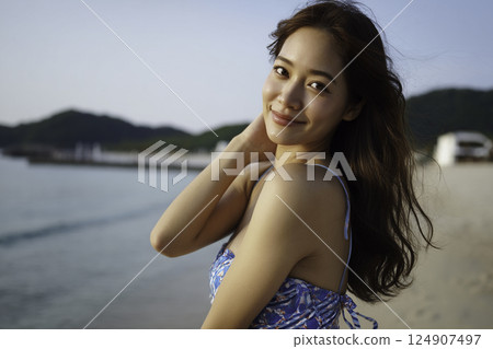 Beach woman image 124907497