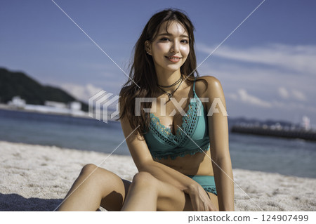 Beach woman image 124907499
