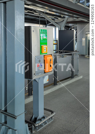 Emergency phones at the public transport hub or train Station. 124908163