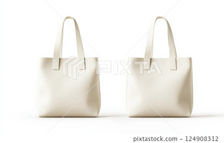 Tote bag, front and bake view, on a plain white background. 124908312