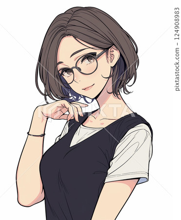 戴眼鏡的女人 AI 影像 124908983