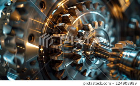 Enlarged image of the spiral of an industrial drill, demonstrating precision engineering, design concept 124908989