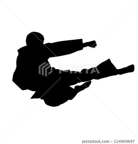 icon of man doing taekwondo kick vector icon of man doing taekwondo kick vector 124909697