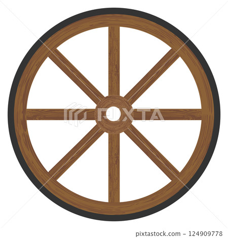 vintage wooden wheel vector icon 124909778