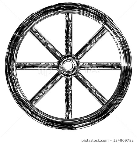 vintage wooden wheel vector icon vintage wooden wheel vector icon 124909782