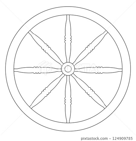 vintage wooden wheel vector icon 124909785