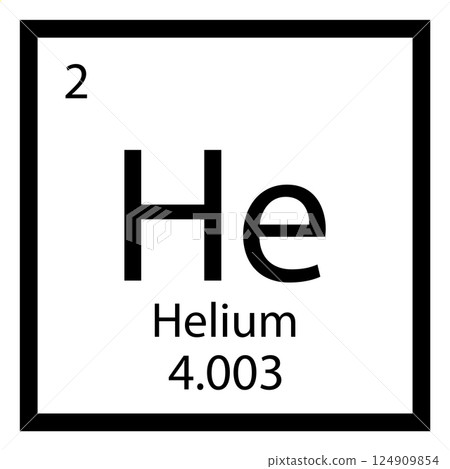 Helium periodic table element chemical symbol. Vector helium atom gas icon 124909854
