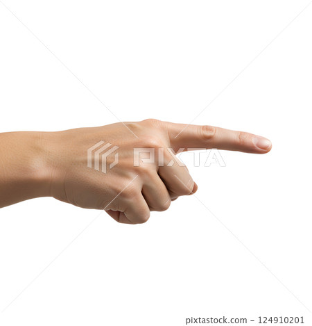 Human Hand Pointing with Index Finger Isolated on White Background 124910201