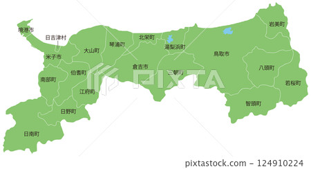 Dividable map of Tottori prefecture with city and town names Dividable map of Tottori prefecture with city and town names 124910224