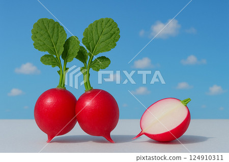 Freshly picked red radishes 124910311