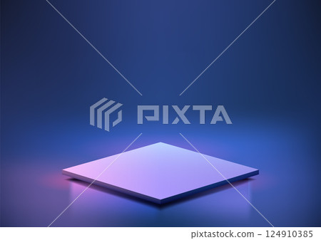 purple blue 3d square platform on glossy surface, modern technology mockup with gradient light, product display showcase purple blue 3d square platform on glossy surface, modern technology mockup with gradient light, product display showcase 124910385