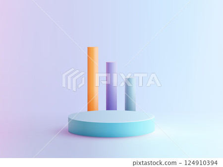 3d cylinders bar graph on light blue platform business data analytics chart infographic visualization modern 124910394