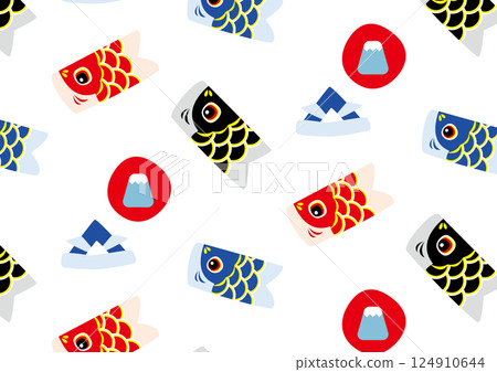 A simple and cute pattern of carp streamers and helmets 124910644