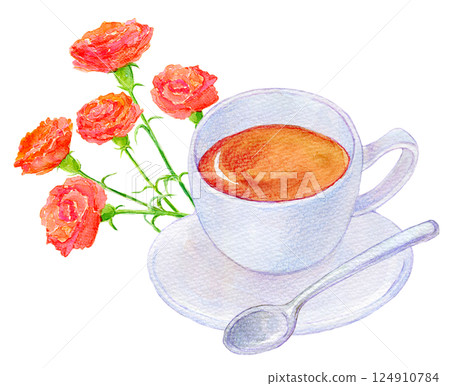 水彩插圖母親節禮物茶具 124910784