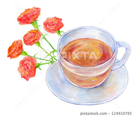 Watercolor illustration Mother's Day gift Tea set 124910785