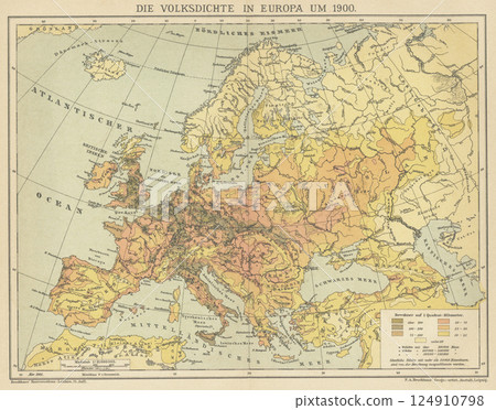 Early 20th Century World Map: European Population Density Early 20th Century World Map: European Population Density 124910798