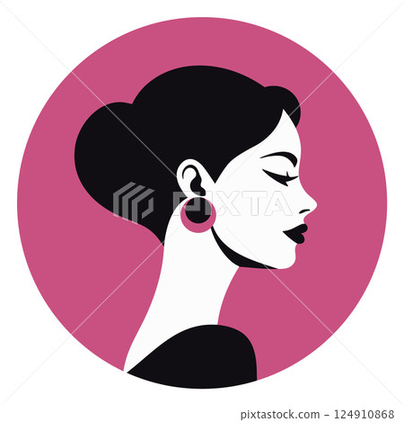 Simple icon of a woman in profile 124910868