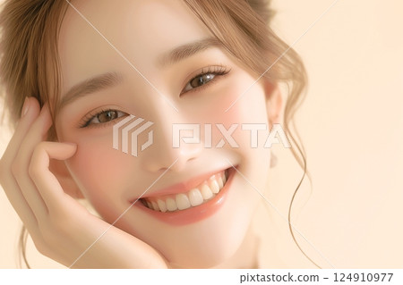 美麗微笑的女人“AI生成圖像” 124910977