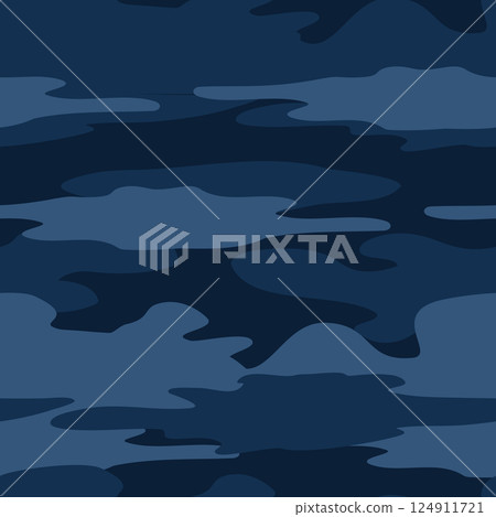 Seamless pattern with dark blue. Night sky background in flat vector style. Midnight blue design for fabric, wallpaper, or wrapping 124911721