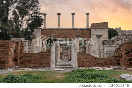 Visit the historic Basilica of St. John in Selcuk, Izmir, Turkey featuring remarkable ancient architecture 124911846