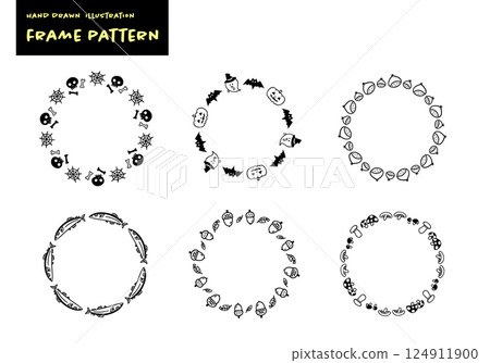 Simple hand-drawn cute autumn image frame set Simple hand-drawn cute autumn image frame set 124911900