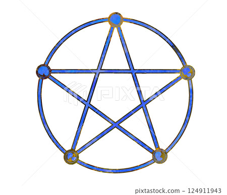 Blue Pentagram Magic Circle 124911943