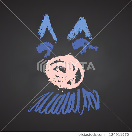 Funny clown square emoji face, comic avatar on black chalkboard. Smiley character showing different emotions. Color chalk hand drawn collection doodle Vector illustration Funny clown square emoji face, comic avatar on black chalkboard. Smiley character showing different emotions. Color chalk hand drawn collection doodle Vector illustration 124911970