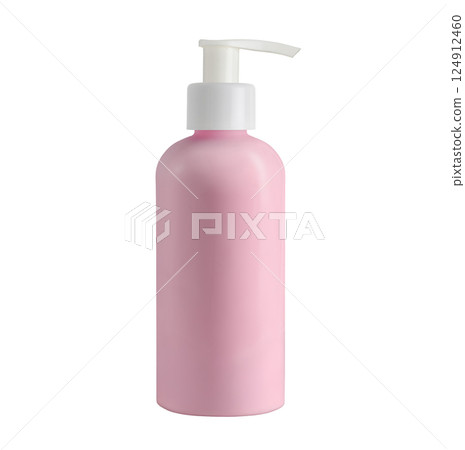 Mockup generic plastic pink pump bottle isolated on white 124912460