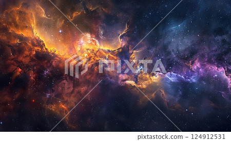 An intricate and abstract nebula pattern perfect for wallpaper 124912531