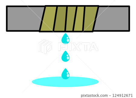 Illustration of water leakage from pipes and water pipes due to deterioration over time or poor construction 124912671