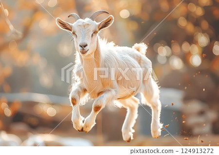 Goat is jumping in the air 124913272