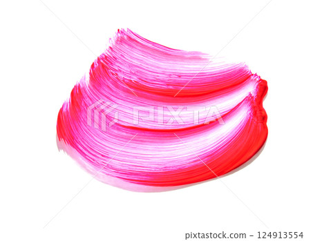 Vibrant red and pink paint brushstroke on white background showing dynamic Vibrant red and pink paint brushstroke on white background showing dynamic 124913554
