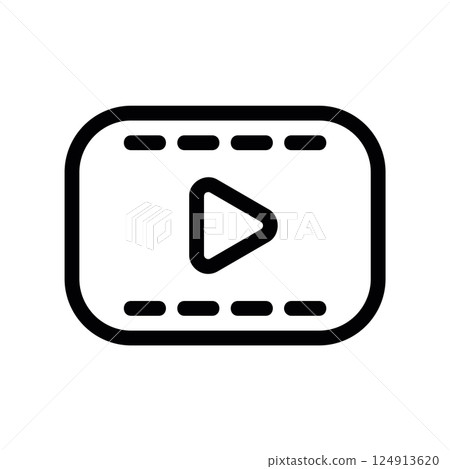 Video player interface icon with play button and timeline markers Video player interface icon with play button and timeline markers 124913620