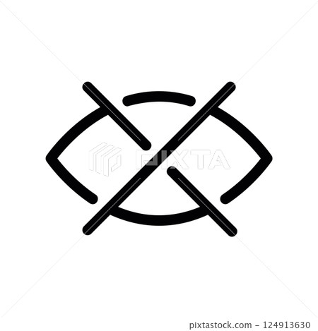 Eye icon crossed out with an X mark signifying not seen or closed Eye icon crossed out with an X mark signifying not seen or closed 124913630