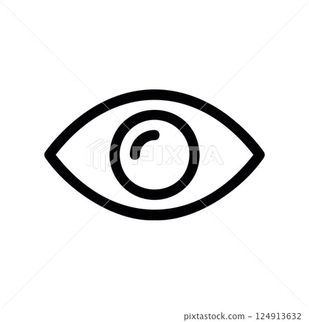 Simple eye icon representing viewing, visibility, preview, or seen status Simple eye icon representing viewing, visibility, preview, or seen status 124913632