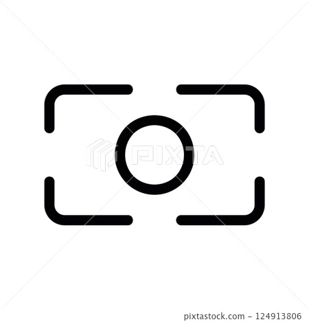 Camera focus frame icon with central circle representing targeting or selection 124913806