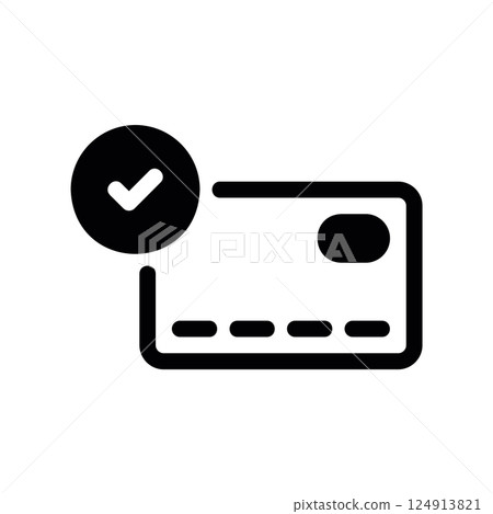 Single payment card verified with checkmark indicating accepted status 124913821