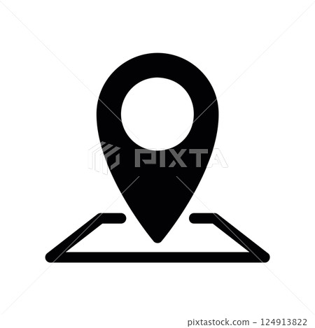 Solid map pin icon marking a specific geographical location or point 124913822