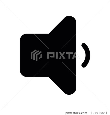 Solid speaker icon variation representing audio output or sound notification Solid speaker icon variation representing audio output or sound notification 124913851