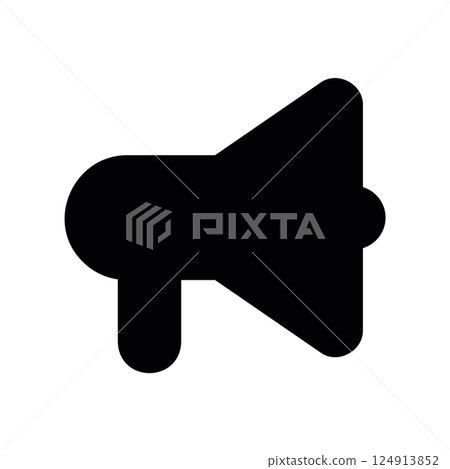 Simple solid megaphone silhouette icon for announcement or promotion symbol Simple solid megaphone silhouette icon for announcement or promotion symbol 124913852