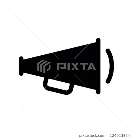 Solid handheld megaphone with subtle sound wave for controlled announcement Solid handheld megaphone with subtle sound wave for controlled announcement 124913864