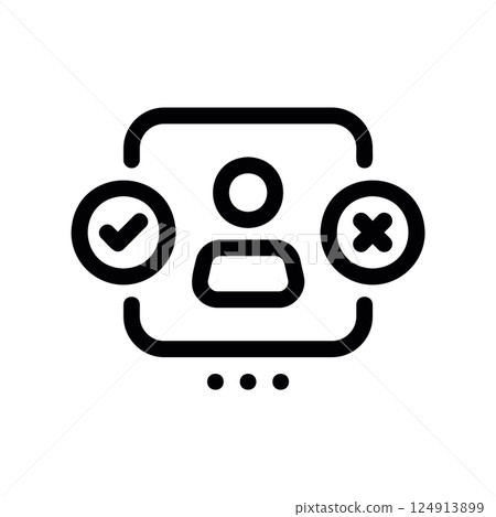 Outline user profile interface with options for approve, reject, or pending status 124913899